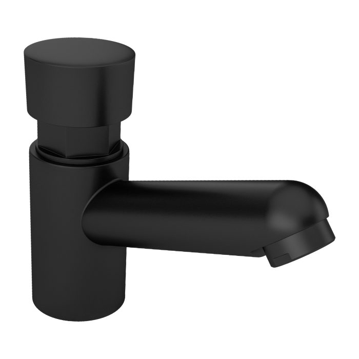 Grifo de lavabo bajo con pulsador temporizador negro mate - Serie Navia - Image 3
