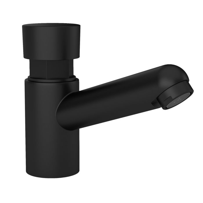 Grifo de lavabo bajo con pulsador temporizador negro mate - Serie Navia