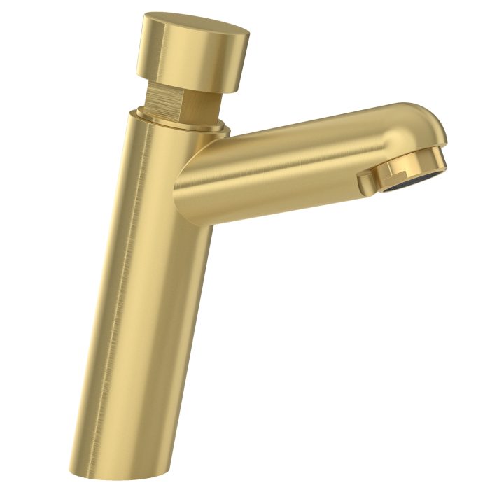 Grifo de lavabo con pulsador temporizador oro mate con protección PVD - Serie Navia