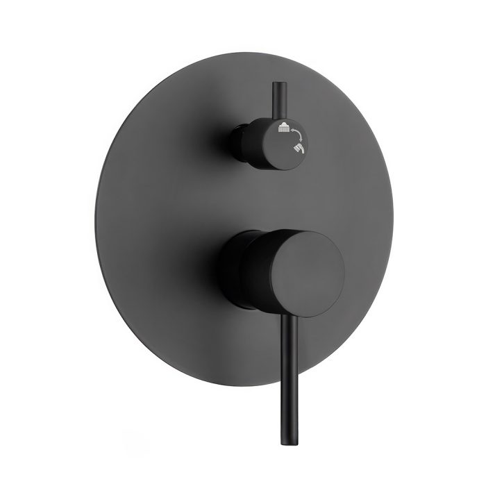 Ducha empotrada monomando redonda acabado maneta luxury negro mate a pared - Serie Ofin – Image 5