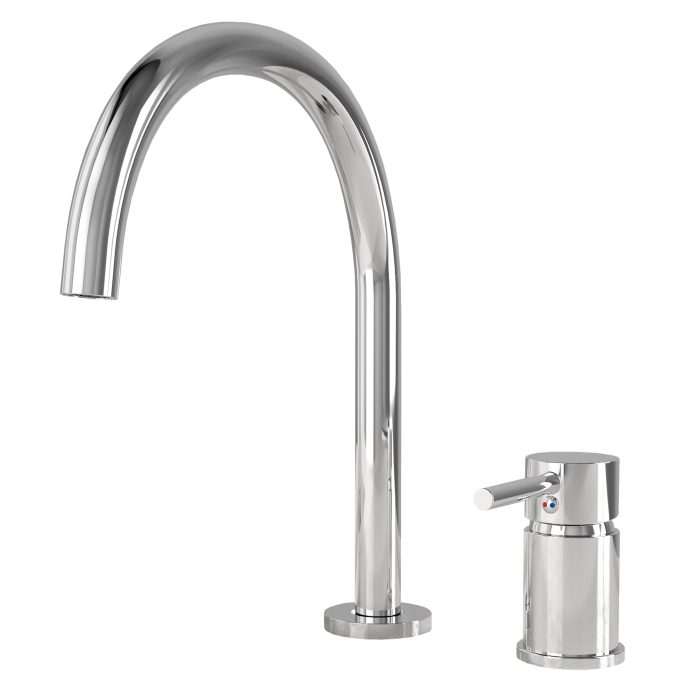 Grifo de lavabo encastrado monomando cuello cisne cromado - Serie Aragón
