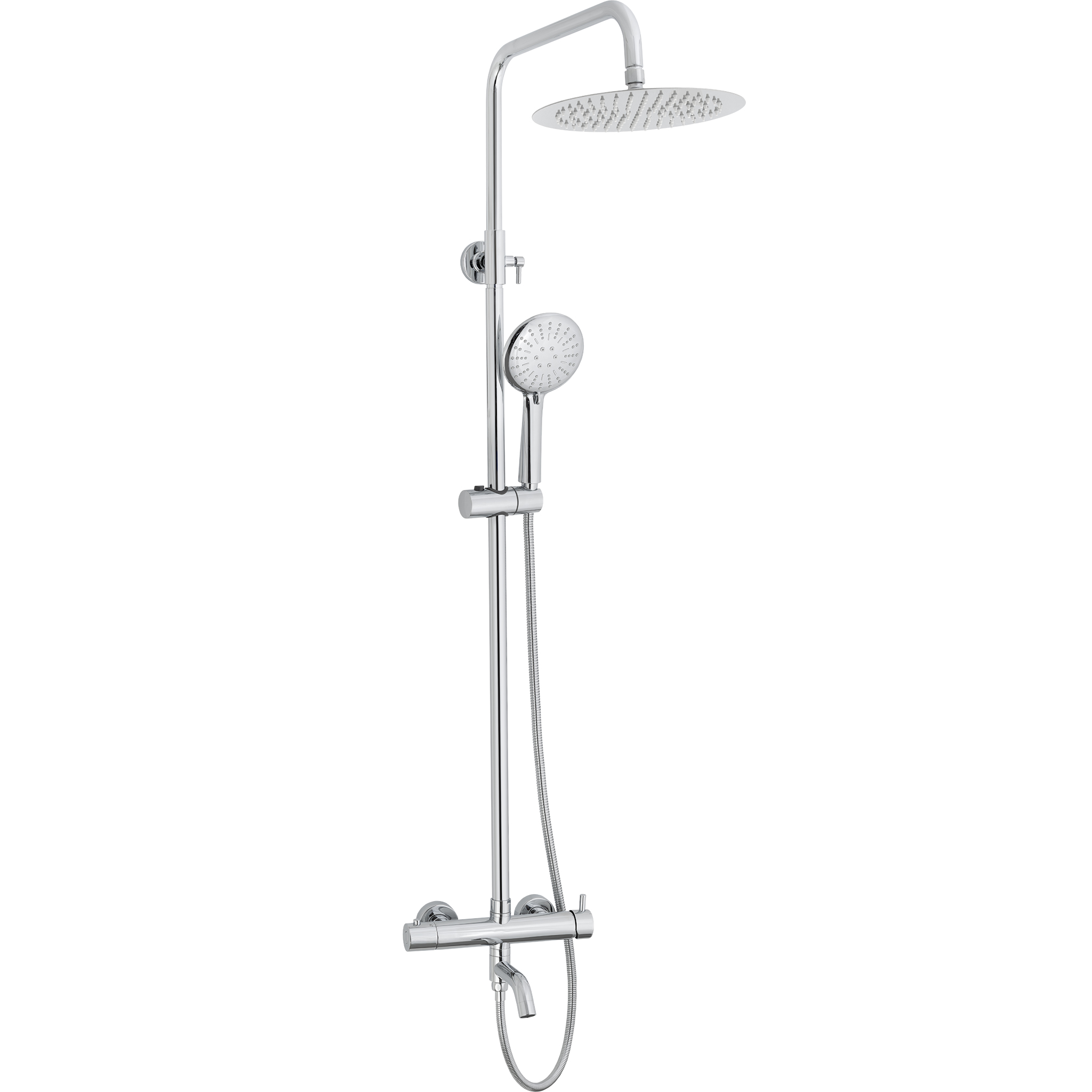 Barra de ducha/bañera monomando redonda ajustable hasta 150CM cromada - Serie Jabalón