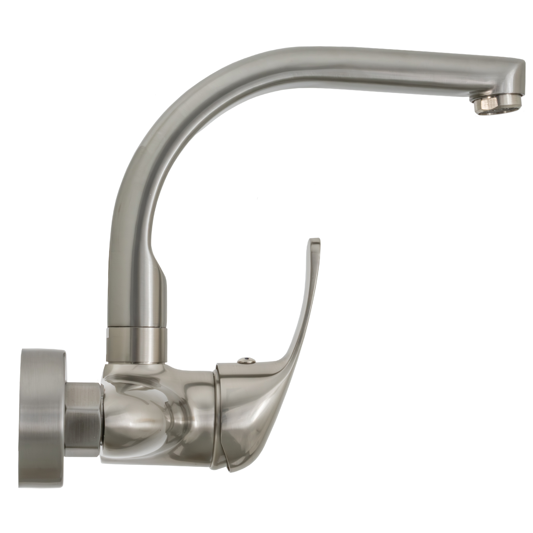 Grifo de cocina mural monomando a pared de 15cm entre tomas acero cepillado serie Genil – Image 2