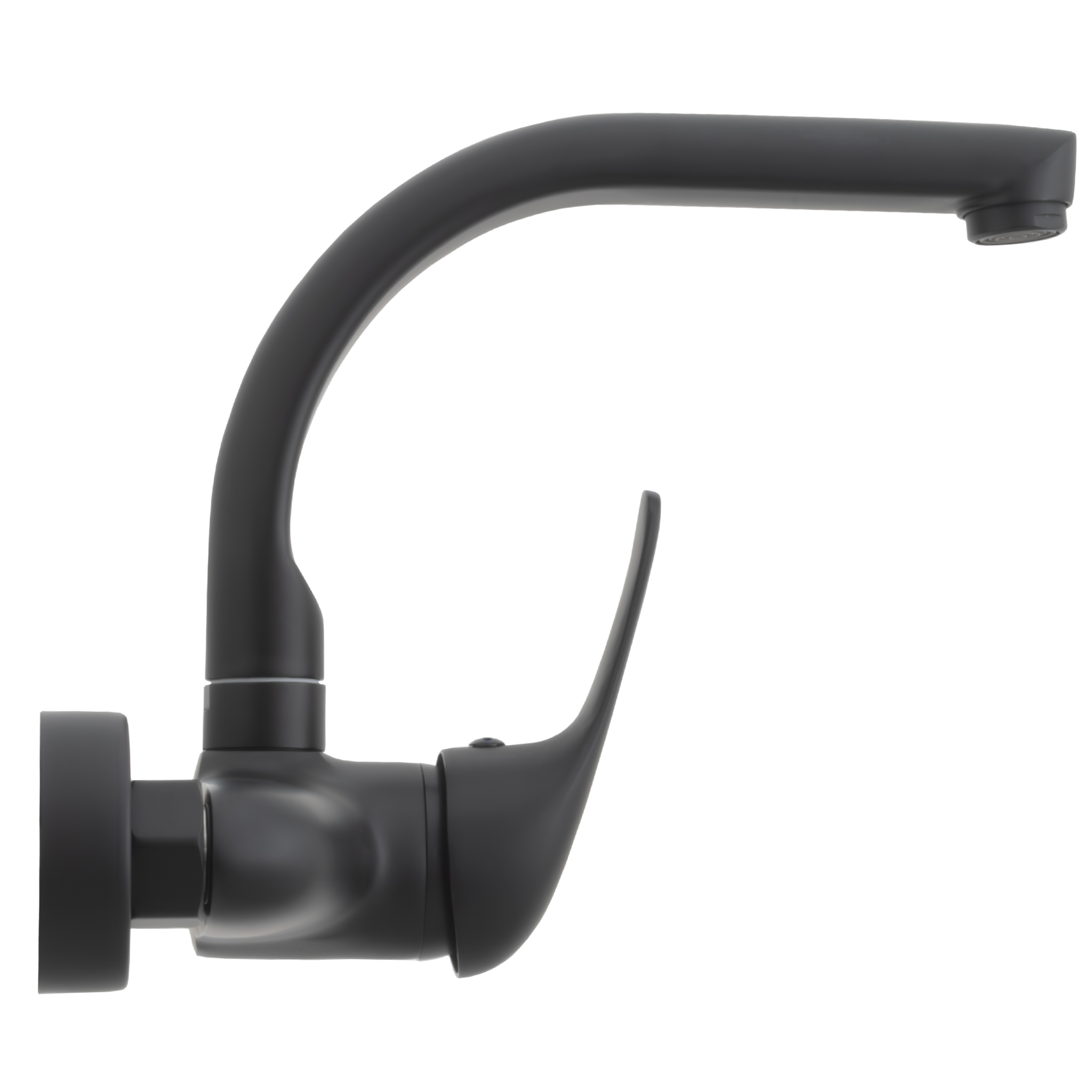 Grifo de cocina mural monomando a pared de 15cm entre tomas negro mate serie Genil - immagine 3