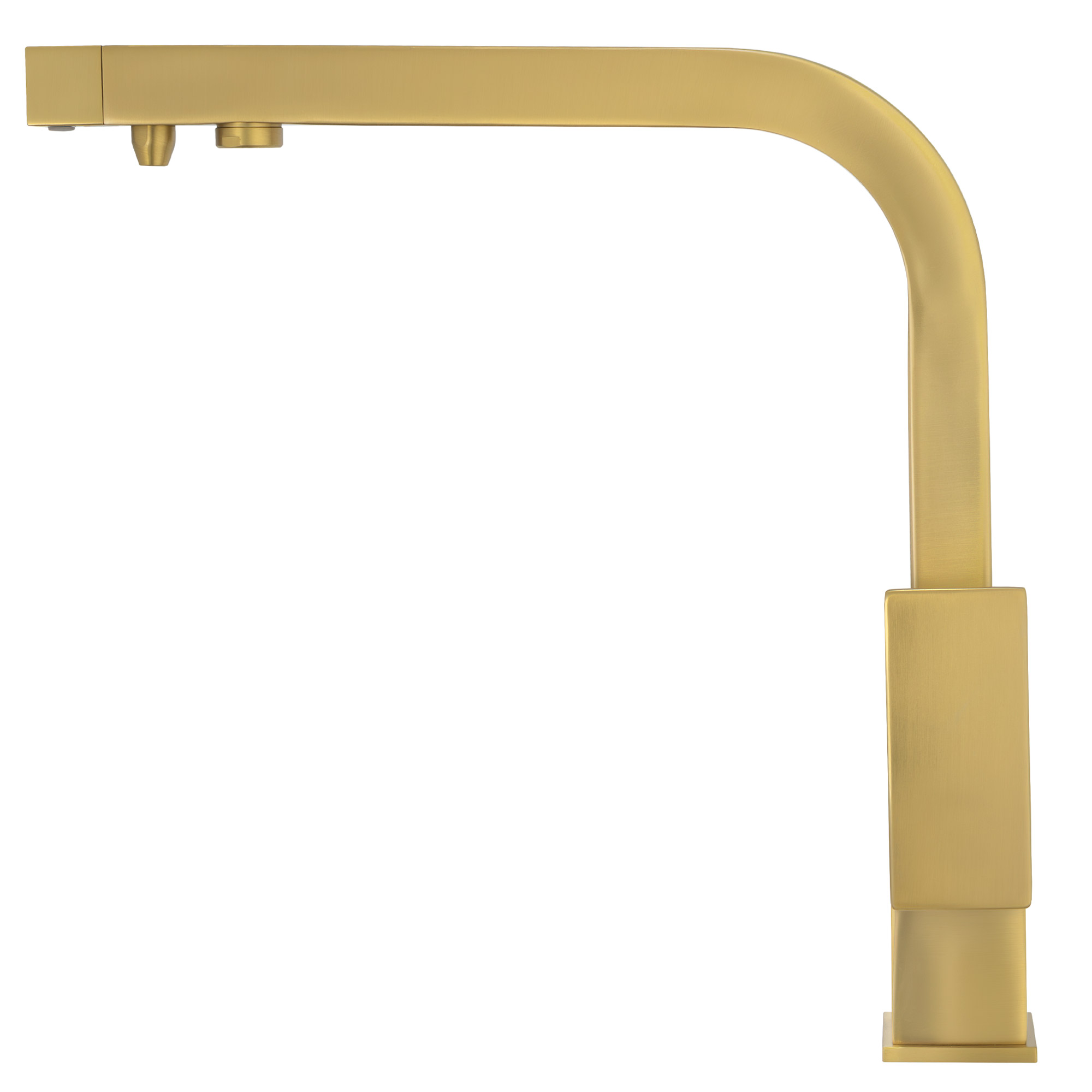 Grifo de cocina monomando 3 vías cuadrado con osmosis en oro mate serie Porcos - Imagen 2