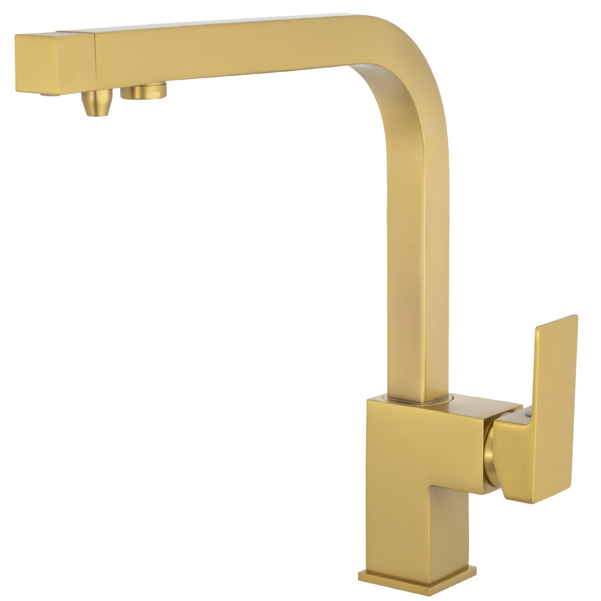 Grifo de cocina monomando 3 vías cuadrado con osmosis en oro mate serie Porcos