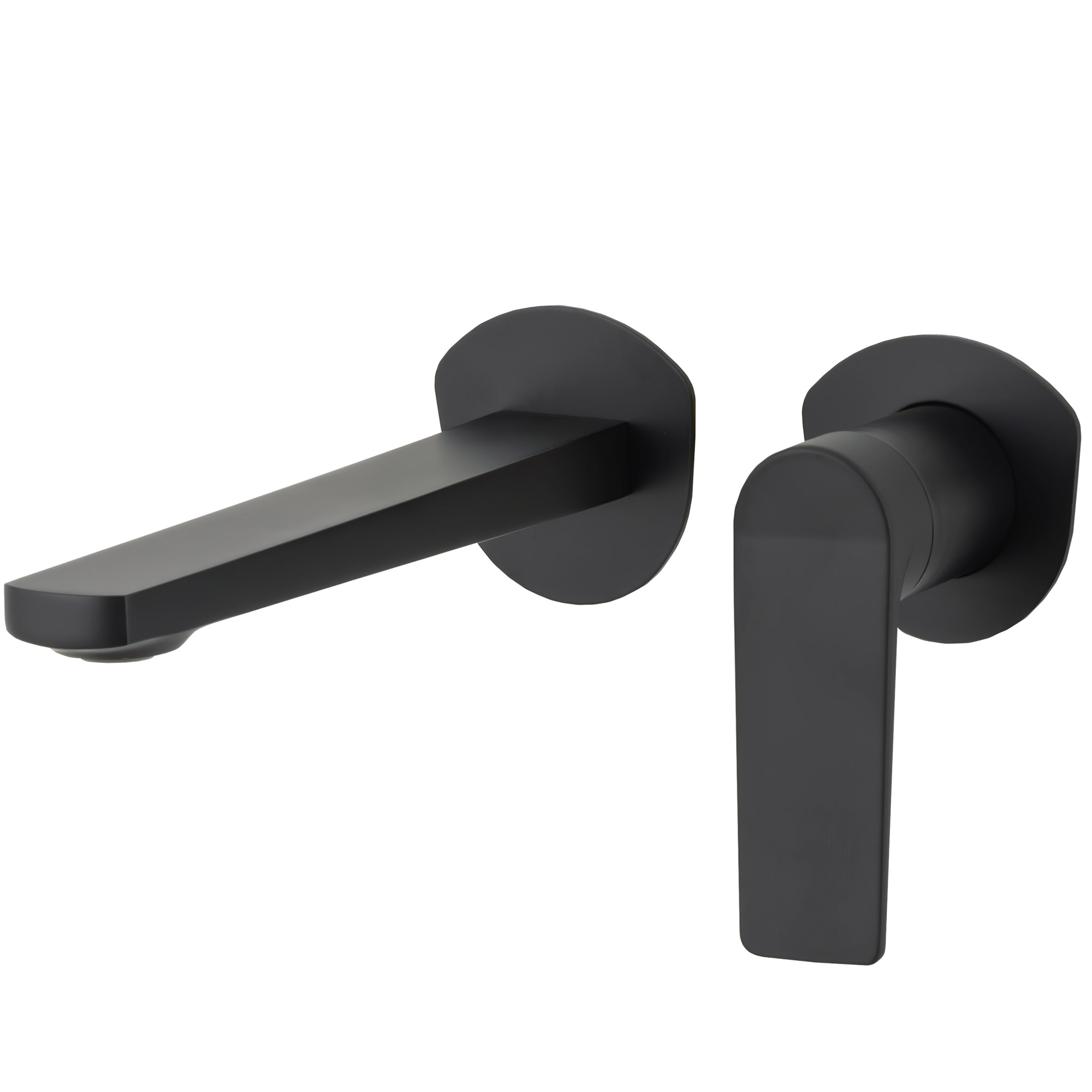 Grifo empotrado de lavabo monomando redondo negro mate con caño de 20CM- Serie Vaca