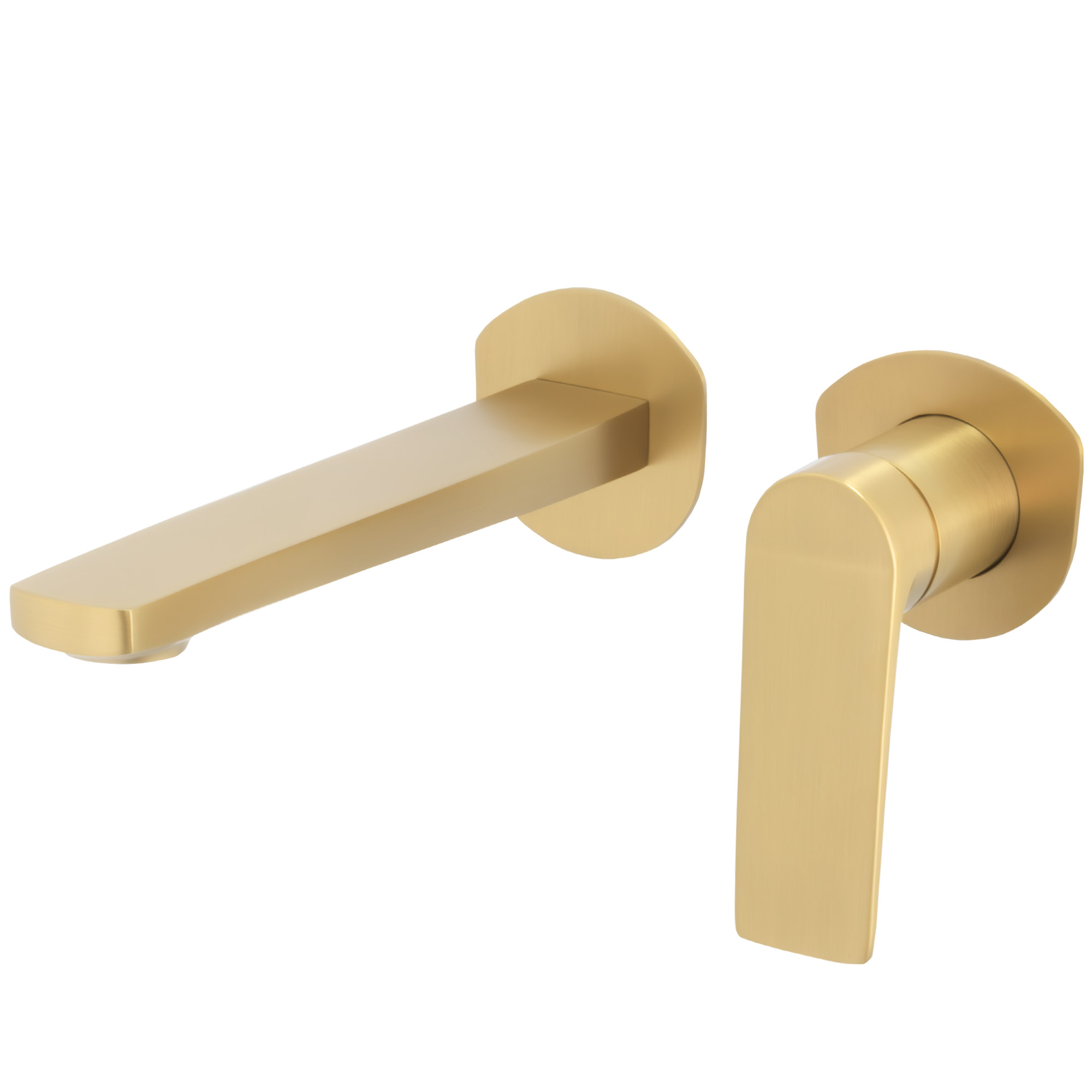 Grifo empotrado de lavabo monomando redondo oro mate con caño de 20CM- Serie Vaca