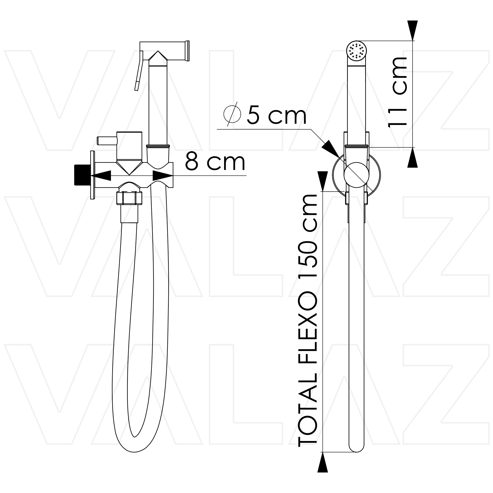 Grifo de bidet empotrado agua fria redondo 1 vía acero cepilladocon protección PVD - Serie Guadiana - Imagen 3